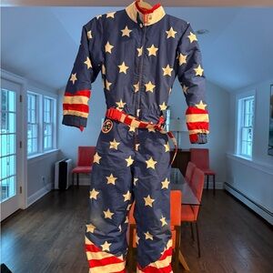 Tipsy elves USA flag one piece ski suit